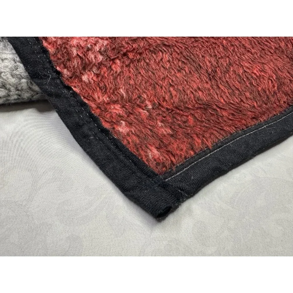Vintage Acrylic Harlequin Sad Clown Rose Pierrot Throw Blanket Red Black 55x82”
